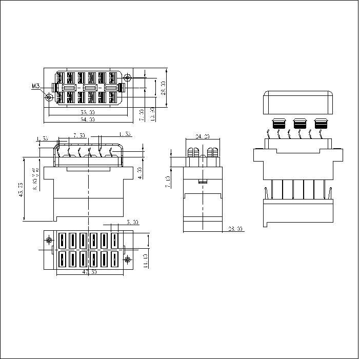 DFRP-12SB01 7.5MM 12P DF Series Rail Power Connector