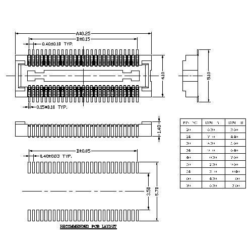 0.4mm Board to Board connector,Female,mating Height 1.5mm  BB0.4F-1.5XXX02
