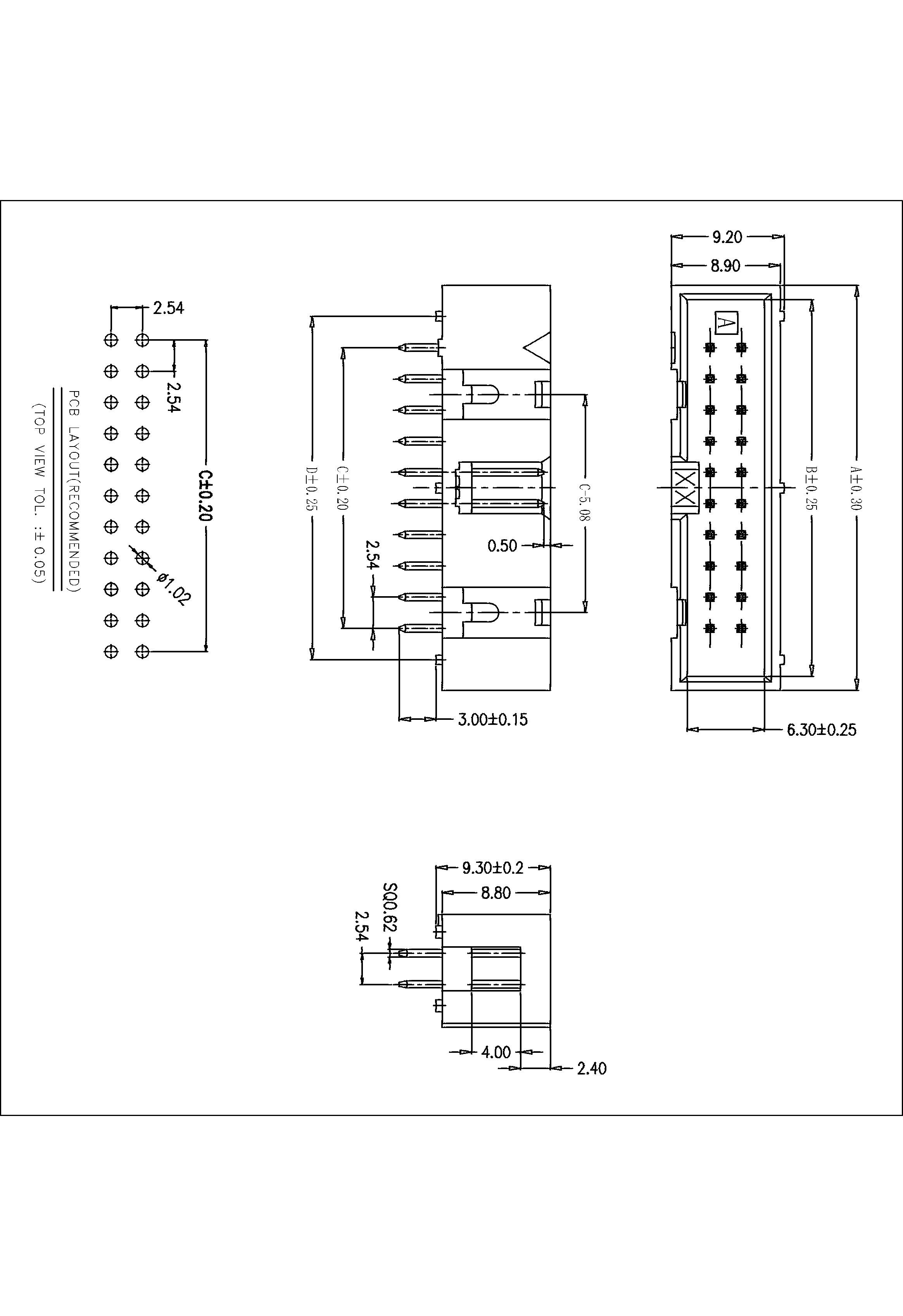 BHDS08 2.54mm Box Header 180° H=9.3